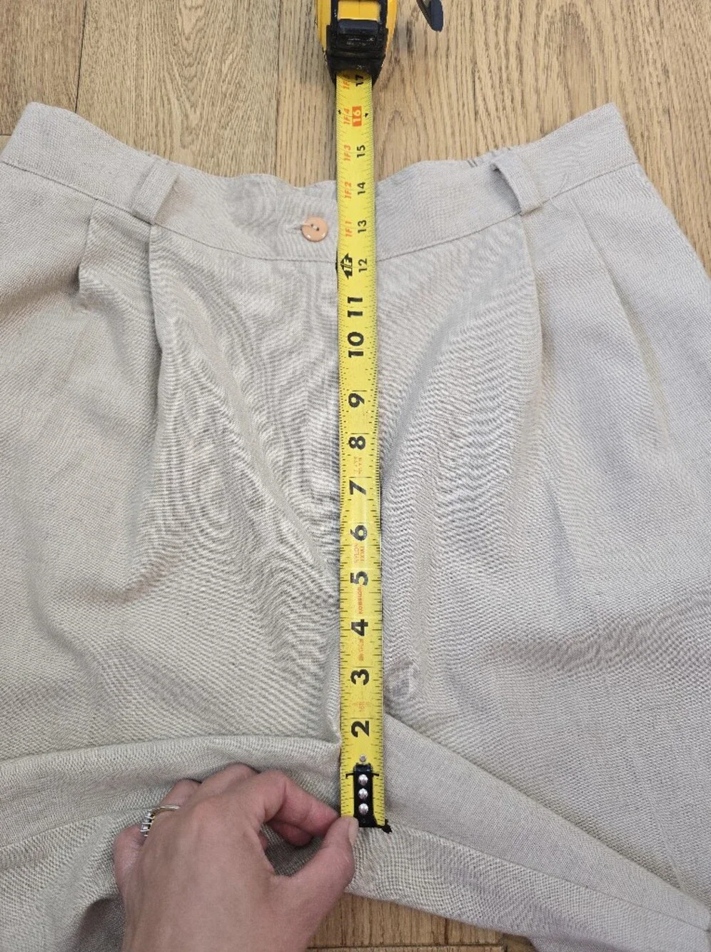 Vintage Requirements Cream Pleat Front Trouser Short 16 Linen Blend
